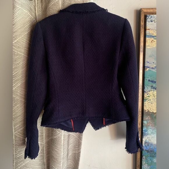 Boden Navy Blue Collared Textured Cotton Blend Jacket Blazer  Sz 2 NWT - Picture 3 of 13
